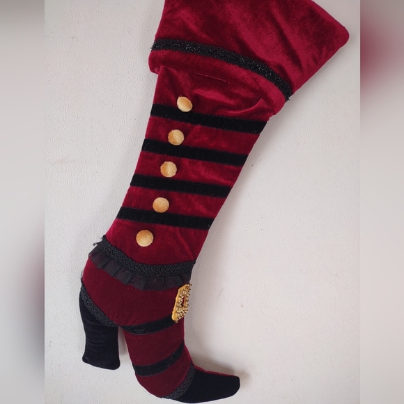 Christmas Stocking High Heeled Boot Soft Red Velvet 21" 2009 Limited Edition - Picture 1 of 7